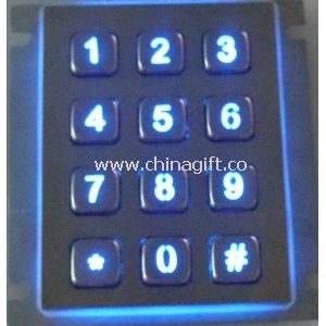 12 keys IP65 dynamic vandal proof metal keypad with red backlight