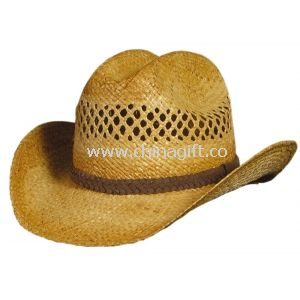 Raffia straw cowboy hat