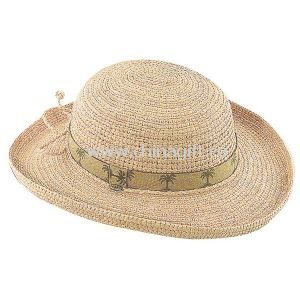Womens Crocheted Raffia Straw Hat