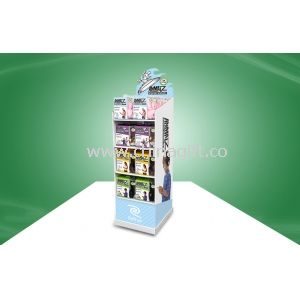 Beautiful Four-shelf POS Cardboard Displays Glossy Lamination for Electronic Products