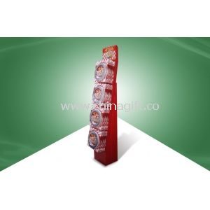 Red POS Cardboard Displays Hook Floor Display Unit for Food