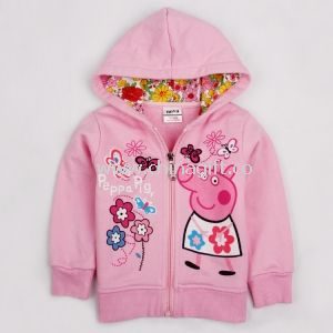 New 2014 100% cotton baby girls kids jackets coats outwear peppa pig Hoodies