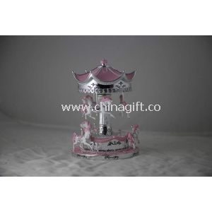 Pink Carousel Silver Plating Music Rotating Music Box