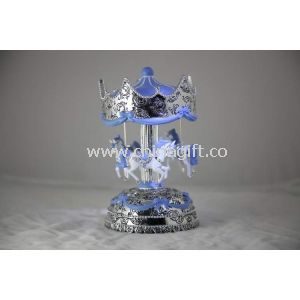 Silver Plating Blue Carousel Music Box