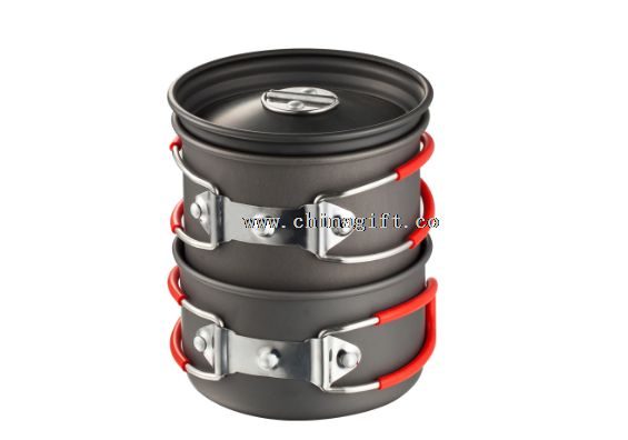 3pcs Hard Anodized Cook set with anti-hot silicone handle