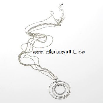 2016 Mode Schmuck Multi Ring Crystal Silber lange Kette Halskette für Frauen