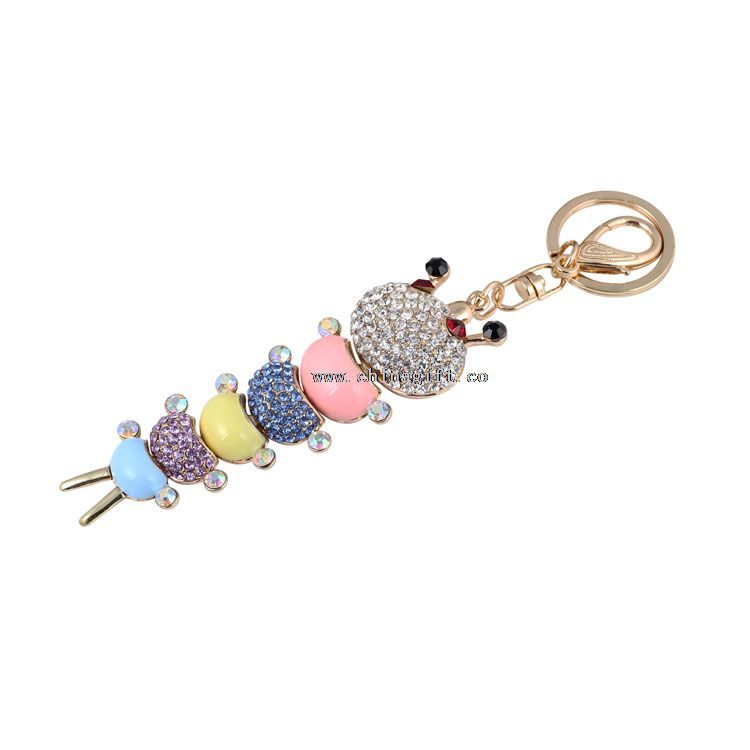 Cheap custom fashion 3d keychain lovely rhinestone keychain