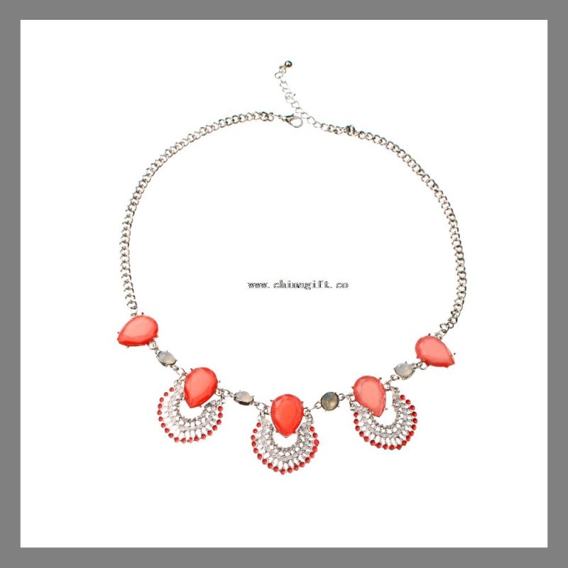 Red acrylic gemstone necklace short pendant fashion jewelry