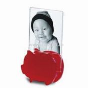 Photo Frame with Riding Pig Baby Design Ideal for Gifts Made of Red and Clear Acrylic