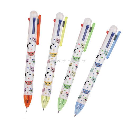 3 color ball pen with mechanical pencil
