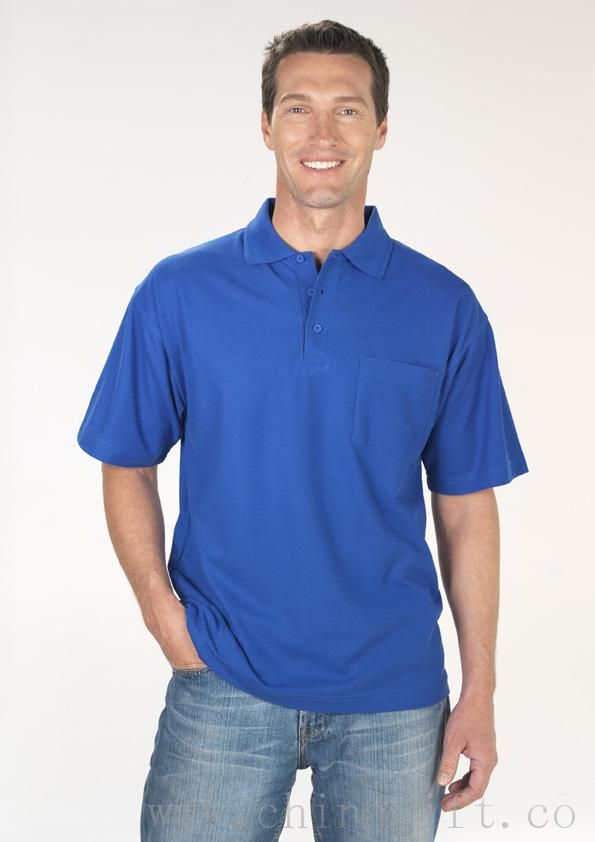 pique knit polo with pockets sewn on