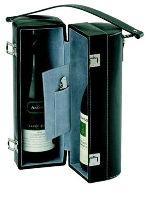 Portadora de vinho de couro ligado