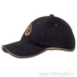 Heavy Brushed Cotton Cap with Contrast Sandwich Peak & Surround Piping