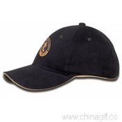 Heavy Brushed Cotton Cap with Contrast Sandwich Peak & Surround Piping images
