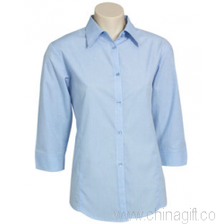Ladies 3/4 Sleeve Micro Check Shirt