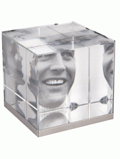 Crystal/jern kube Paperweight bilderammen images