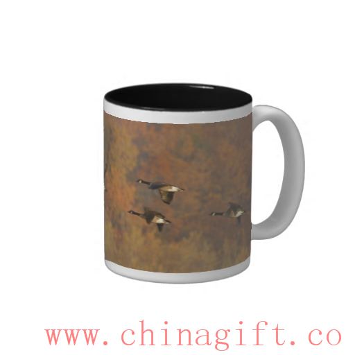 Autumn Canada Geese in flight Two-Tone Coffee Mug