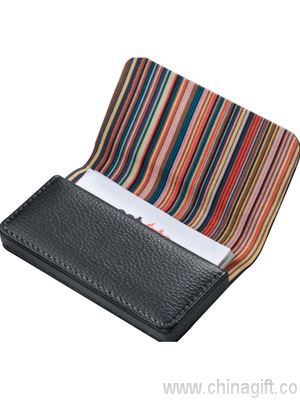Business card holder with lacquered aluminium plate