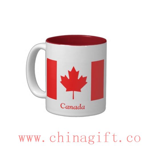 Bandera de Canadá taza de cerámica bicolor