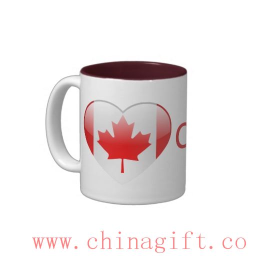 Amor Canadá caneca de café de dois tons