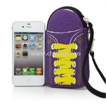 Special shoes design soft mobile neoprene phone pouch bag with wrist strap to take images