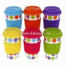12oz New Bone China Single-layer Mugs with Silicone Lid images