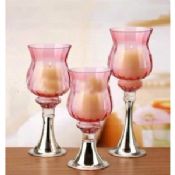 High quality pink Painted art Decorative Glass Candle Cups images