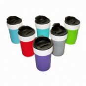 Mug Tumbler porselen dinding ganda kopi dengan penutup plastik images