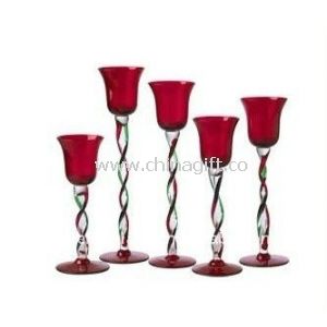 Red + Clear painting decal, frosty Glass Candle Cups