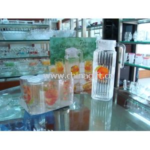 Round 240ml 6 Drinking Glass Cup and 1000ml Jar decal Logo Printing Set