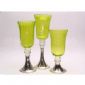 Green Painted, silk printing, decal art Glass Candle Cups small picture