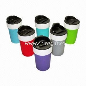 Becher Porzellan doppel-wandige Kaffee Tassen mit Kunststoff-Abdeckung