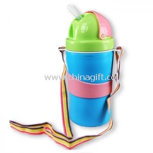 Popular 480ml double wall cup with straw