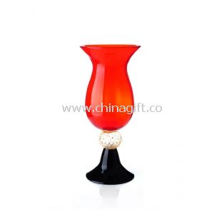 Vaso de vidro decorativo vermelho e preto