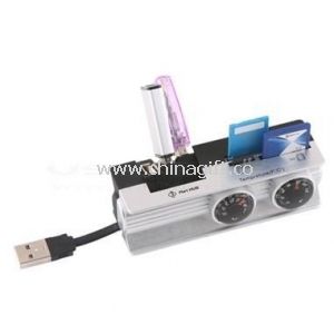 Leitor de cartão rotatable USB com HUB USB de 3 portas