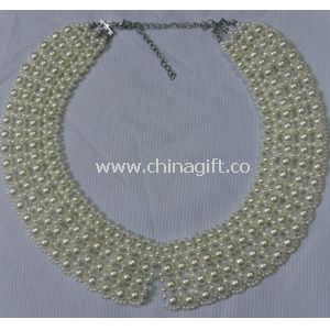 Handmade round pearl bead collar