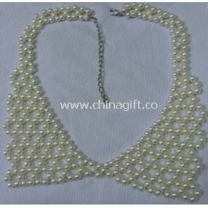 Manual escote Champagne perlas embellecido extraíble falso rebordear cuello