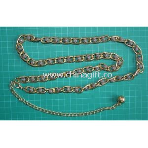 Metal gold waist chain with black and white beads