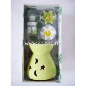 Ceramic Glass Fragrance Oil Burner Incense Gift Set With 2 pcs Tealihts Homechi