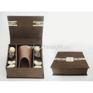 Chocolate Brown Ceramic Tea Light Tart Burner Gift Set For Party