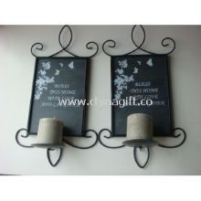 Square Black Iron Wall Sconce Candle Holders With Pillar Candle images