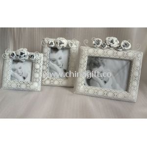 Antique White Metal Flower Personalized Photo Frames