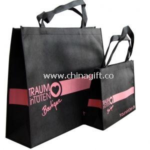 Black Non Woven Carry Bag Pink Printing