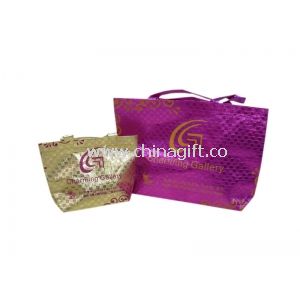 Charming 75g Square Veins Shining Coated Non Woven Carrier Bags With Zipper Closure