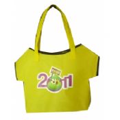 Yellow T- shirt shape cute design advertising non woven carry bag images
