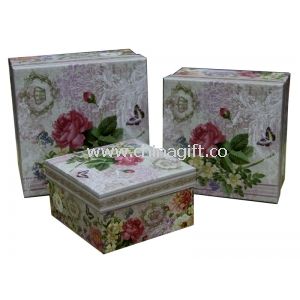 Square Keepsake Gift Boxes Bottom Paper Cardboard Flower Pattern