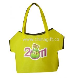 Yellow T- shirt shape cute design advertising non woven carry bag