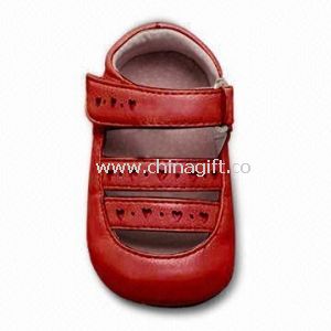 Babys sko med PU sål og læder øverste