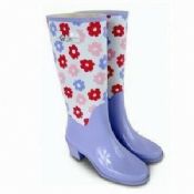 Rubber Womens Rain Boots with Flower Design and RB Upper/Sole images
