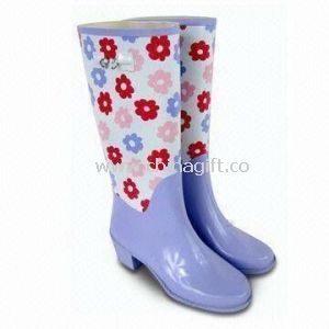 Rubber Womens Rain Boots with Flower Design and RB Upper/Sole